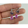 Stud Earrings with Pink & White CZ