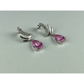 Stud Earrings with Pink & White CZ