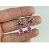 Stud Earrings with Pink & White CZ