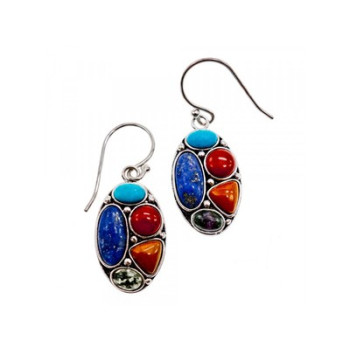 925 Sterling Silver Multicolor Jasper Earrings