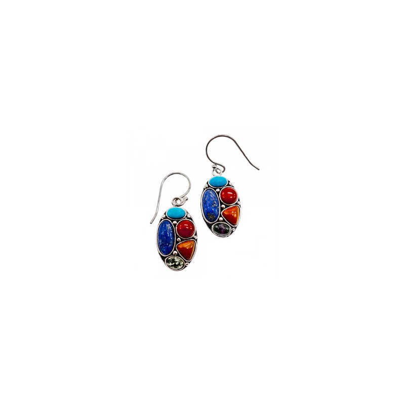 925 Sterling Silver Multicolor Jasper Earrings
