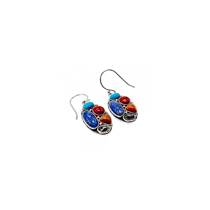 925 Sterling Silver Multicolor Jasper Earrings
