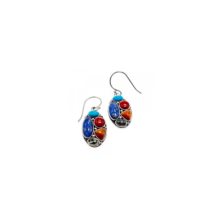 925 Sterling Silver Multicolor Jasper Earrings