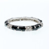 925 Sterling Silver Black Enamel & CZ Band Ring Size 11