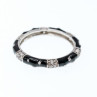 925 Sterling Silver Black Enamel & CZ Band Ring Size 11