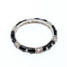 925 Sterling Silver Black Enamel & CZ Band Ring Size 11