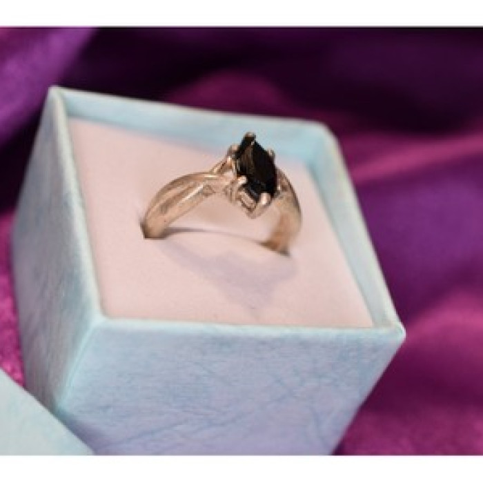 925 Sterling Silver Black Nephrite Ring Size 9