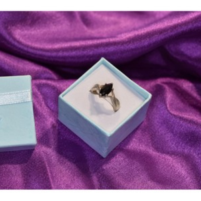 925 Sterling Silver Black Nephrite Ring Size 9