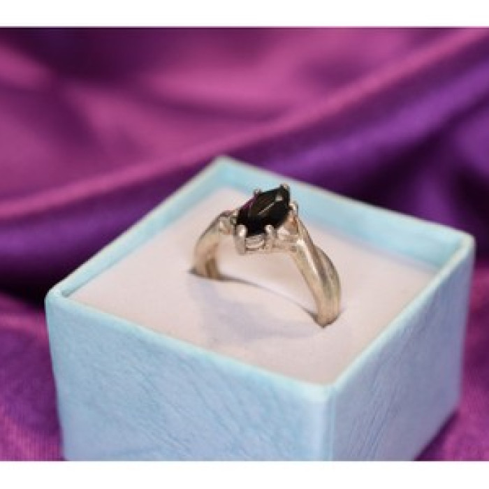 925 Sterling Silver Black Nephrite Ring Size 9