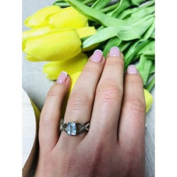 925 Sterling Silver Blue Spinel Ring Size 6.5