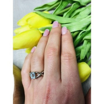 925 Sterling Silver Blue Spinel Ring Size 6.5