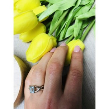 925 Sterling Silver Blue Spinel Ring Size 6.5