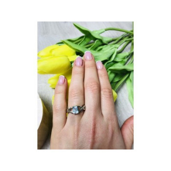 925 Sterling Silver Blue Spinel Ring Size 6.5