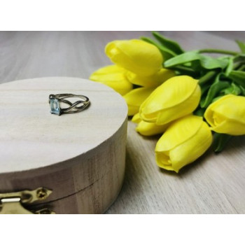 925 Sterling Silver Blue Spinel Ring Size 6.5