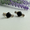 Stud Earrings With Black Onyx & CZ