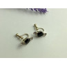 Stud Earrings with Black Onyx & CZ