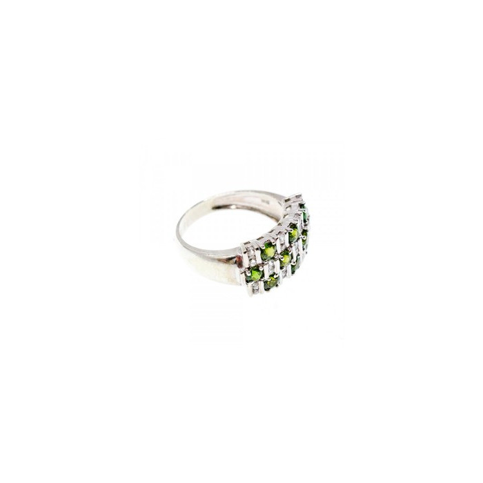 925 Sterling Silver Peridot & White Spinel Ring Size 9