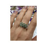 925 Sterling Silver Peridot & White Spinel Ring Size 9