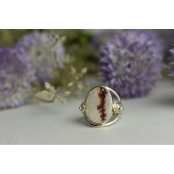 Vintage 925 Sterling Silver Moss Agate Ring Size 8