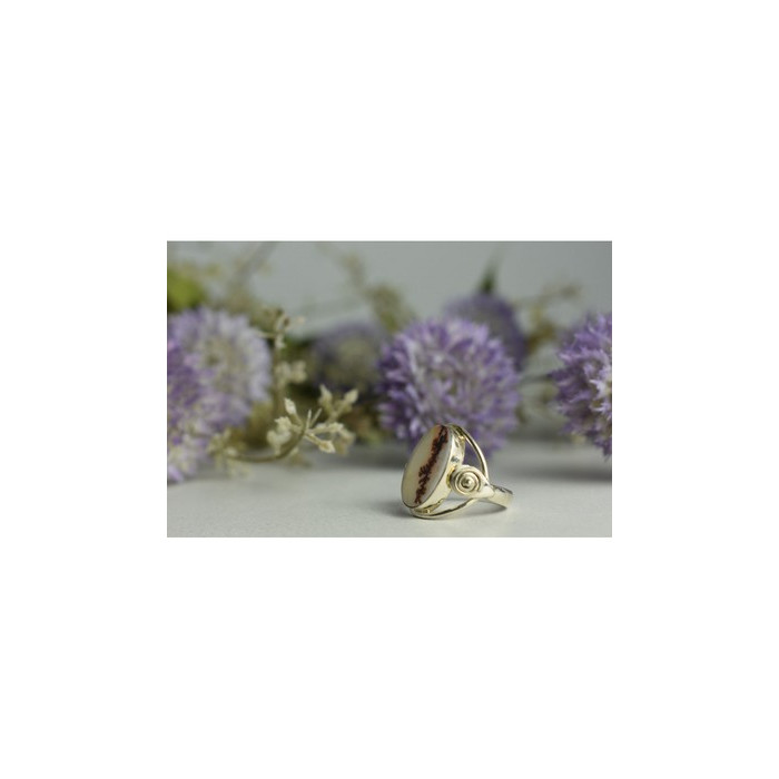 Vintage 925 Sterling Silver Moss Agate Ring Size 8