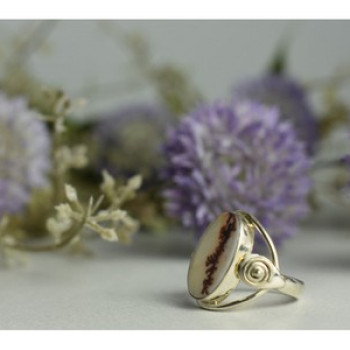 Vintage 925 Sterling Silver Moss Agate Ring Size 8