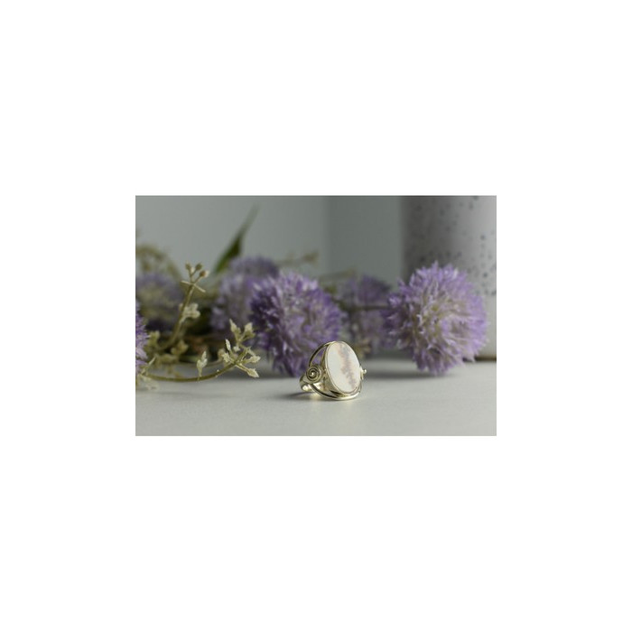 Vintage 925 Sterling Silver Moss Agate Ring Size 8