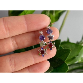 Dangle Earrings with Multicolor CZ  
