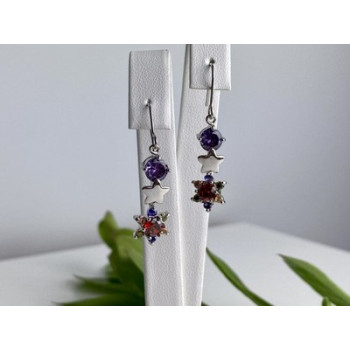 Dangle Earrings with Multicolor CZ  
