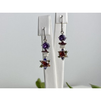 Dangle Earrings with Multicolor CZ  
