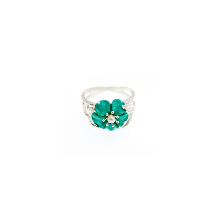 925 Sterling Silver Pearl & Enamel 