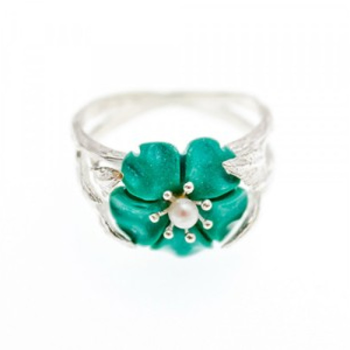 925 Sterling Silver Pearl & Enamel 