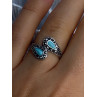 925 Sterling Silver Turquoise & Marcasite Ring Size 7