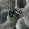 925 Sterling Silver Turquoise & Marcasite Ring Size 7