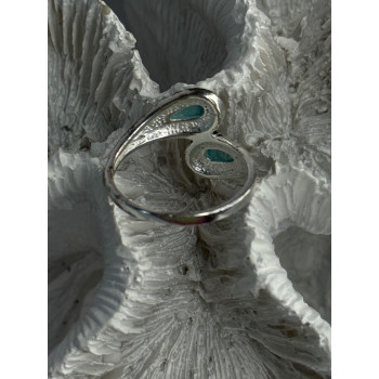 925 Sterling Silver Turquoise & Marcasite Ring Size 7