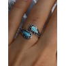925 Sterling Silver Turquoise & Marcasite Ring Size 7