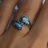 925 Sterling Silver Turquoise & Marcasite Ring Size 7