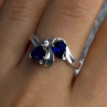 925 Sterling Silver Sapphire & Cz Ring Size 9