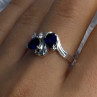 925 Sterling Silver Sapphire & Cz Ring Size 9