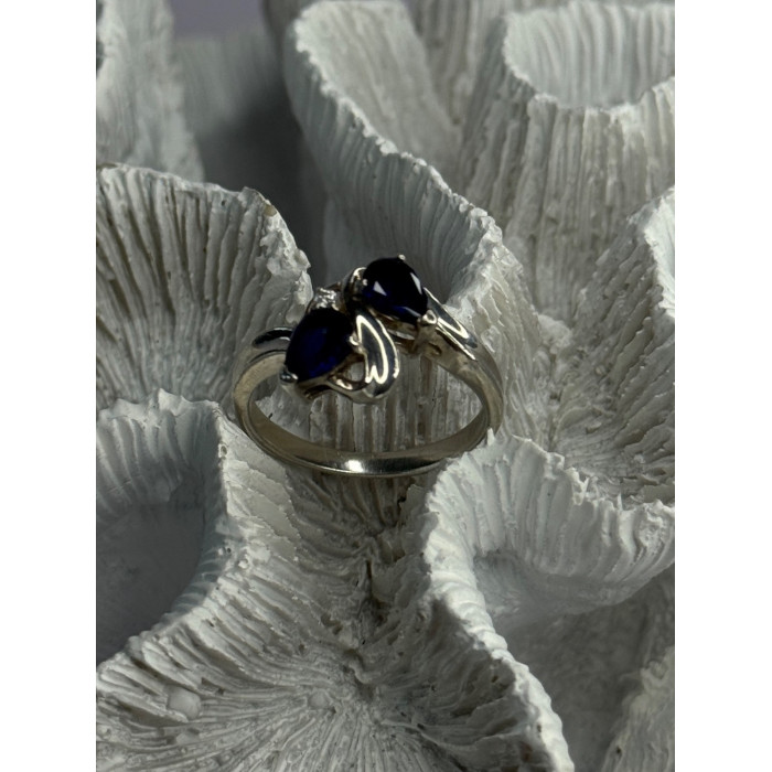 925 Sterling Silver Sapphire & Cz Ring Size 9