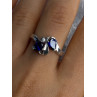 925 Sterling Silver Sapphire & Cz Ring Size 9