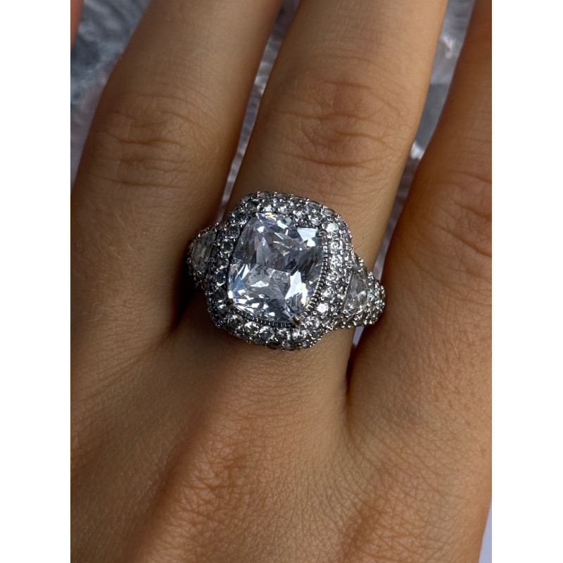 Beautiful Design 925 Sterling Silver Cz Ring Size 9