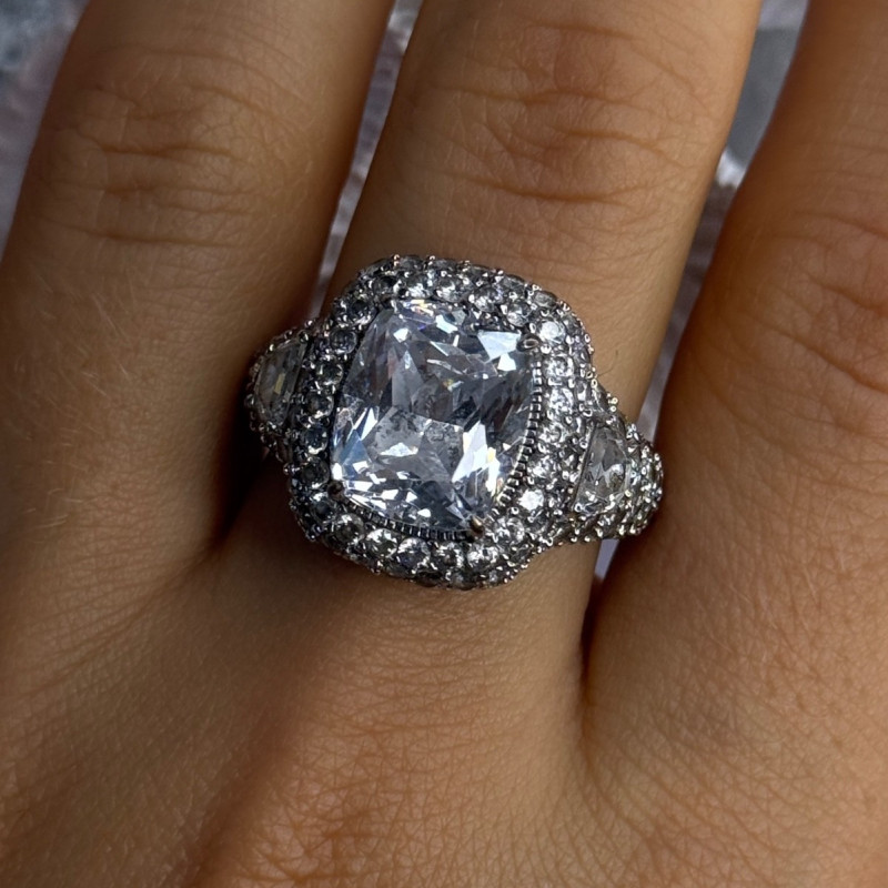 Beautiful Design 925 Sterling Silver Cz Ring Size 9