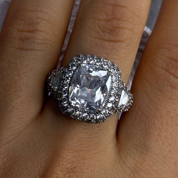 Beautiful Design 925 Sterling Silver Cz Ring Size 9