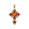 925 Sterling Silver Multicolor Amber Pendant