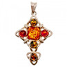 925 Sterling Silver Multicolor Amber Pendant