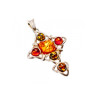 925 Sterling Silver Multicolor Amber Pendant