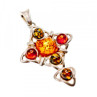 925 Sterling Silver Multicolor Amber Pendant