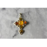 925 Sterling Silver Multicolor Amber Pendant