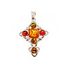 925 Sterling Silver Multicolor Amber Pendant