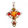 925 Sterling Silver Multicolor Amber Pendant